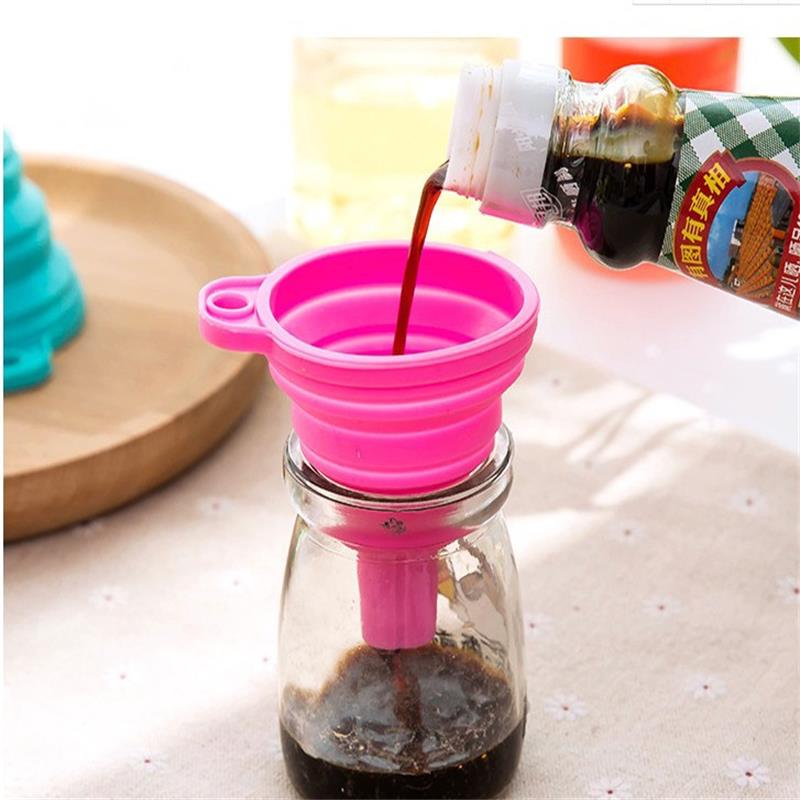 Kitchen Gadgets Needed - 1pc Red Silicone Funnel Mini Multifunctional